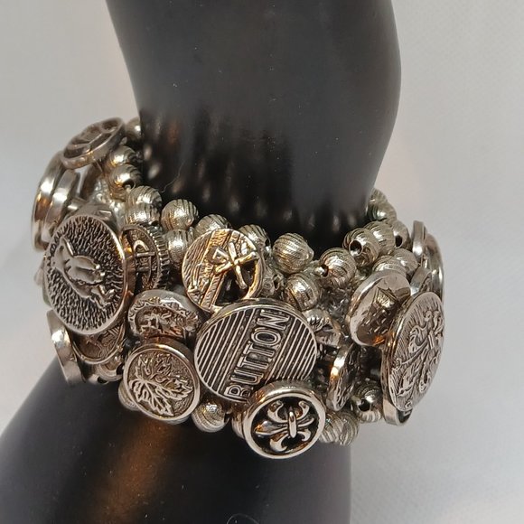 Vintage Retro Reproduction Aestetic Revival Elastic Band Button Bracelet #2W - Picture 13 of 14